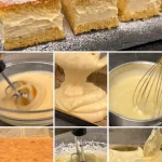 Delicious French cake with fresh fruits and creamy frosting