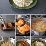 Japanese-style potato salad with teriyaki chicken served on a plate