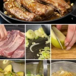 Mouthwatering pork ribs cooked to perfection, showcasing juicy and tender meat.