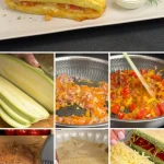 Zucchini Chicken with Cucumber Yogurt Sauce on a plate garnished with herbs