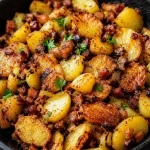 Heerlijke Duitse gebakken aardappelen uit de pan, perfect bij elke maaltijd.