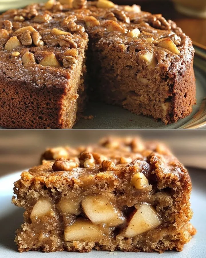 Gezonde appel-walnotencake met noten en appels