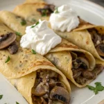 Hartige pannenkoeken met champignons en room, snel recept