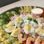 Piedmontese garnalen salade met verse ingrediënten uit Piemonte-stijl
