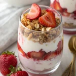 Een smakelijke Yoghurt Fruit Parfait met vers fruit en granola