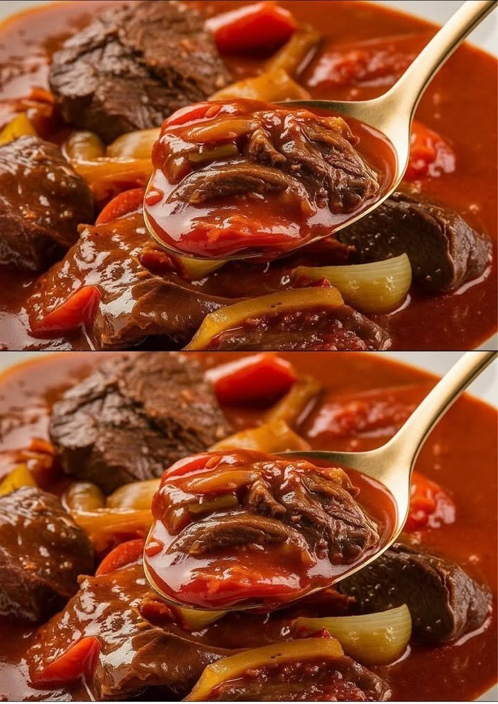 Heerlijk Beef Paprikash gerecht met traditionele Hongaarse ingrediënten.