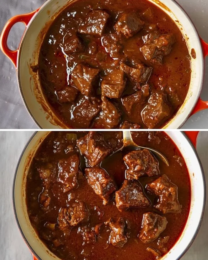 Authentiek goulash recept volgens Mamie Magda, perfect voor een gezellige maaltijd.