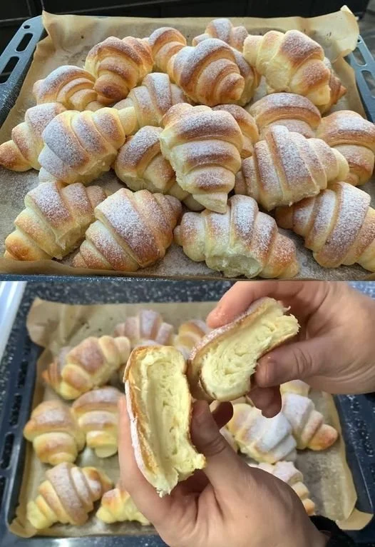 Eenvoudige puddingcroissants met een heerlijke vulling