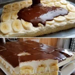 Heerlijke Bananen-Schnitten met een romige laag en bananensmaak