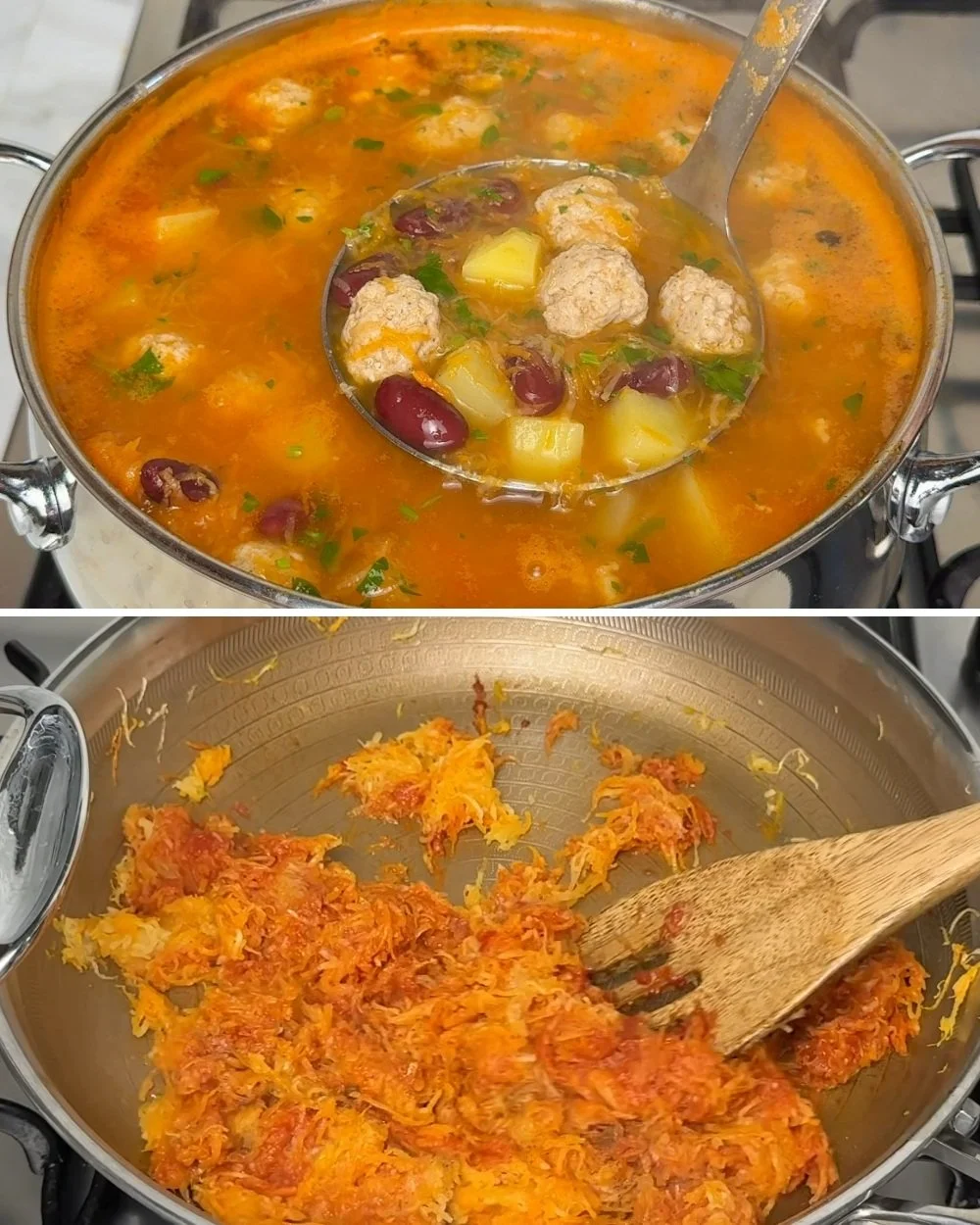 Heerlijke bonensoup met verse ingrediënten in een kom