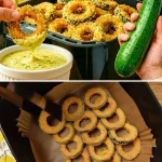 Courgette ringen geserveerd met limoen yoghurt saus, fris en snel recept