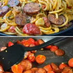 Eenvoudige knoflook worst pasta recept met heerlijke ingrediënten