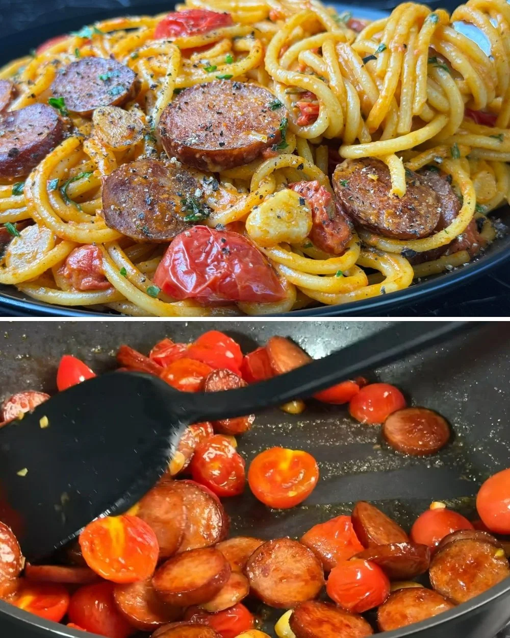 Eenvoudige knoflook worst pasta recept met heerlijke ingrediënten