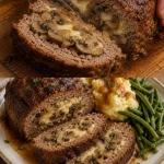 Gehaktbrood met kaas en champignons, een smakelijk recept