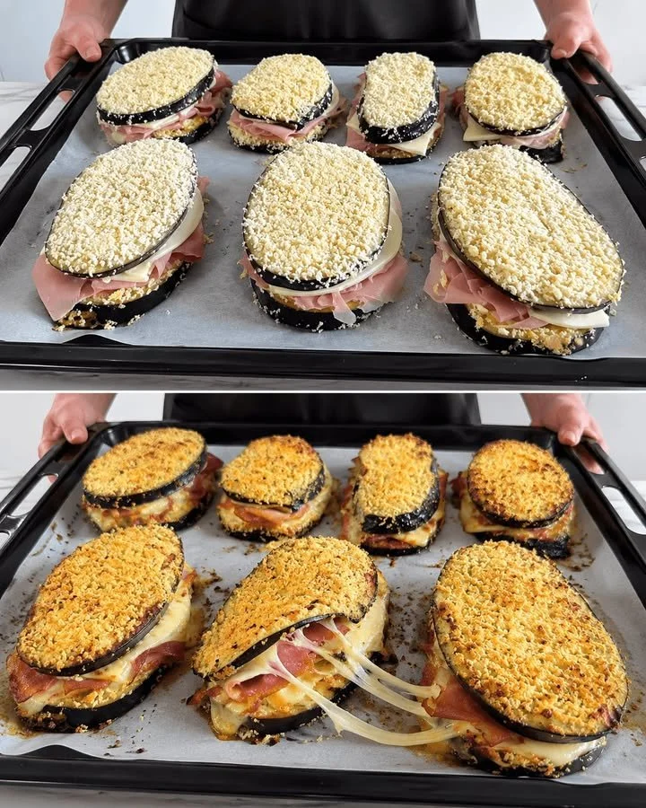Gevulde aubergines met een smakelijke vulling, ideaal voor een gezonde maaltijd.