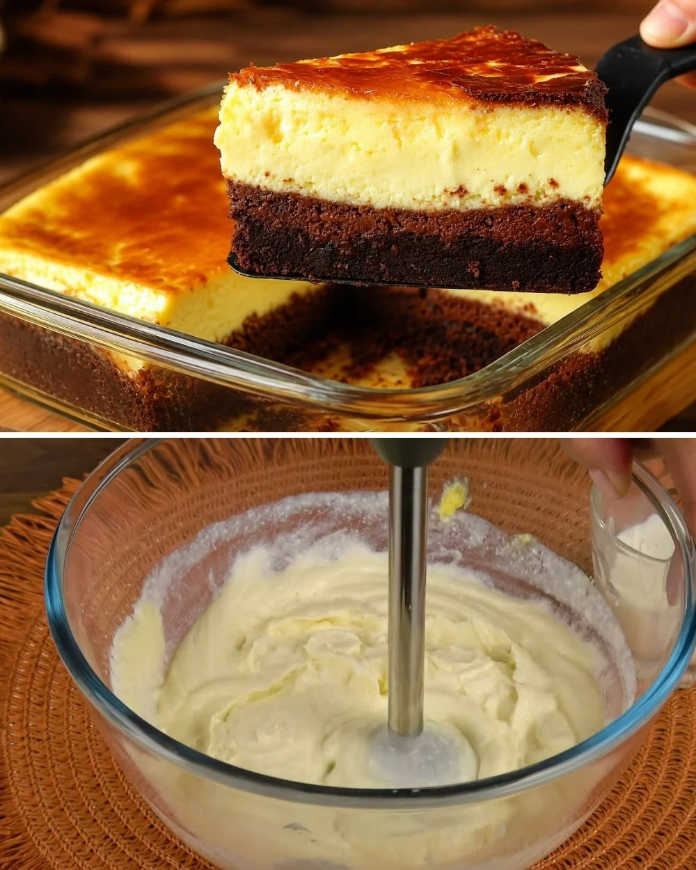 Gezonde chocolade bananenlaag met hüttenkäse op een bord