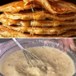 Havermoutpannenkoeken met appels op een bord, gezond en smakelijk ontbijt.