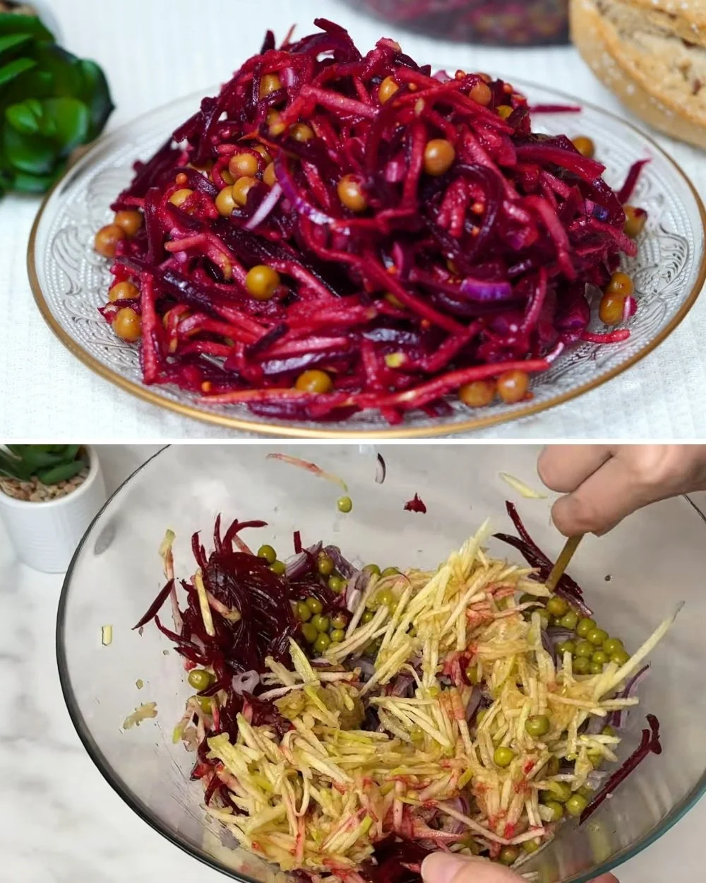 Heerlijke bieten salade met frisse ingrediënten op een bord