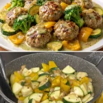 Heerlijke gehaktballen geserveerd in romige broccolisaus