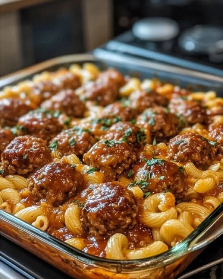 Heerlijke pasta met gehaktballen op een bord geserveerd