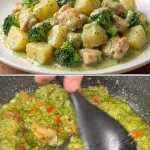 Kip en broccoli schotel met gezonde ingrediënten en een smakelijke presentatie.