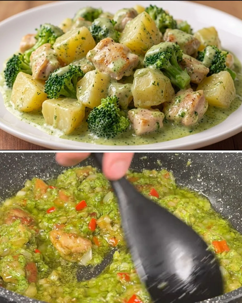 Kip en broccoli schotel met gezonde ingrediënten en een smakelijke presentatie.