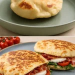 Licht gebakken brood gemaakt in de pan, ideaal voor ontbijt of lunch