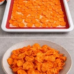 Lichte wortelchips, krokante en gezonde snack gemaakt van wortelen