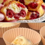 Luchtige citroen-frambozen kwarkmuffins met een frisse uitstraling en textuur.