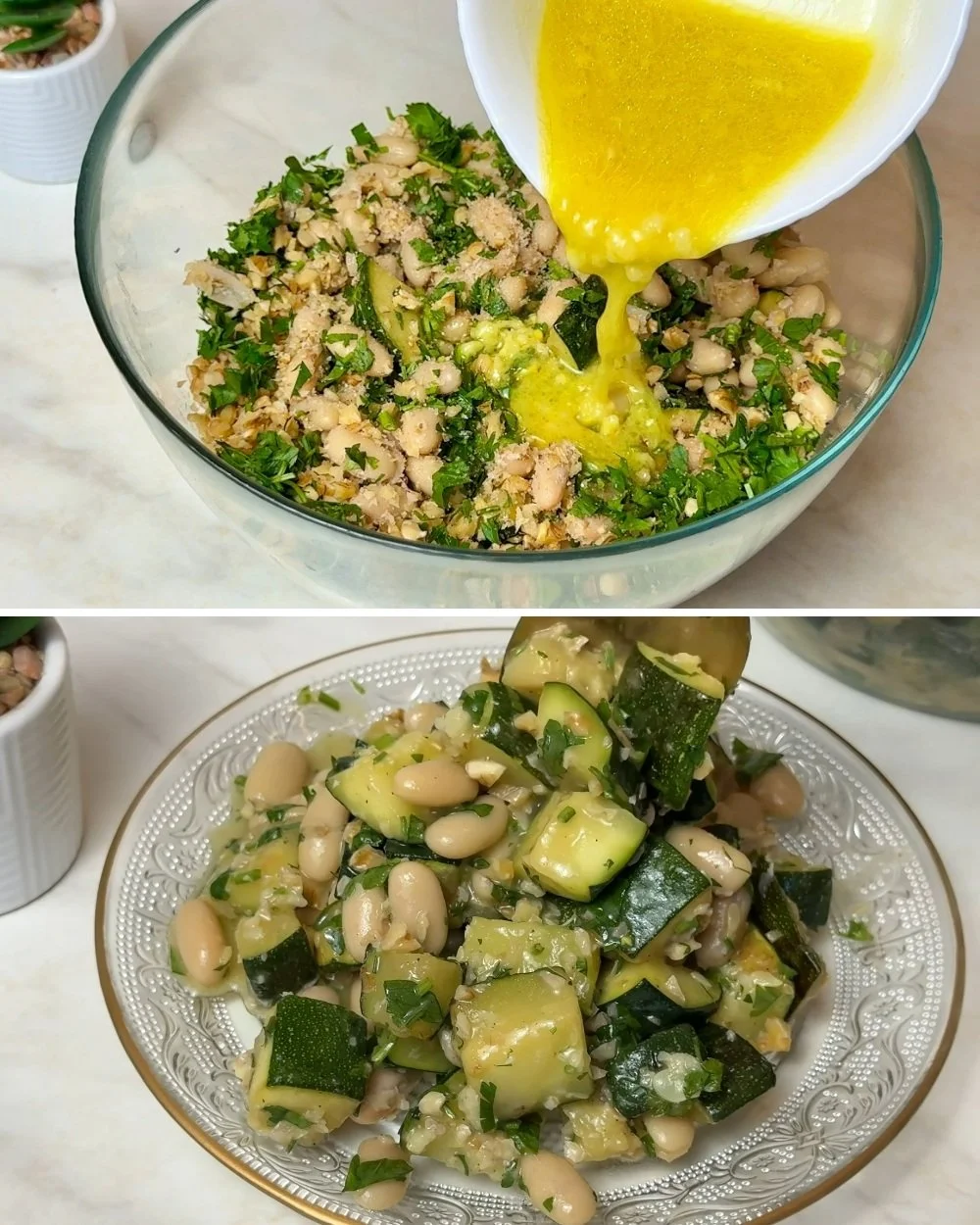 Mediterrane courgette salade met verse ingrediënten en kruiden