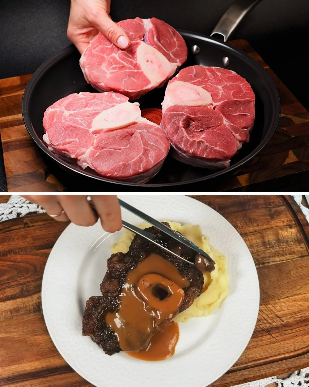 Heerlijke Osso Buco geserveerd met romige aardappelpuree