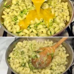 Een bord Pasta met Zucchini en Eieren, een eenvoudig en smakelijk diner recept.