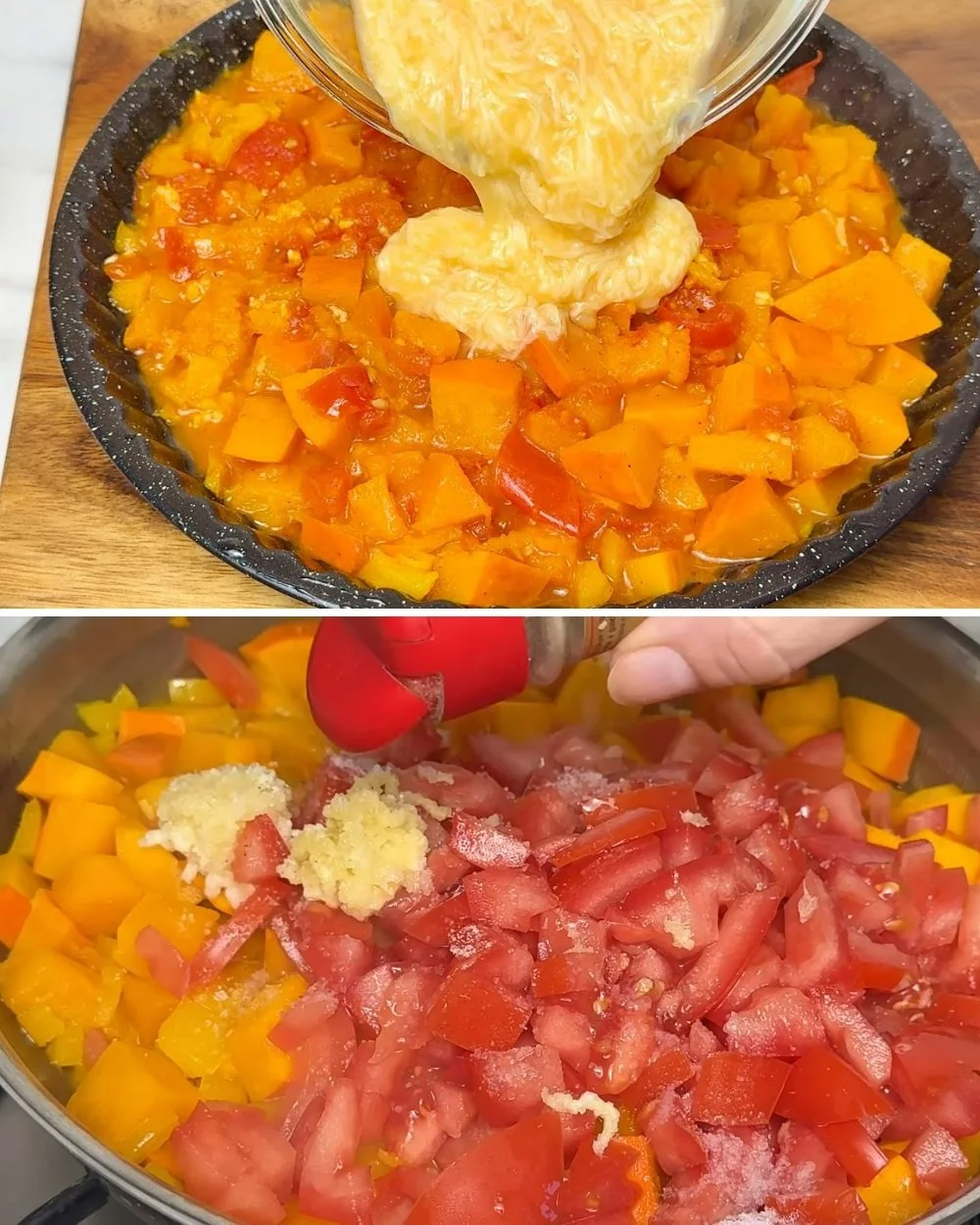 Pompoen Frittata met verse groenten en kruiden