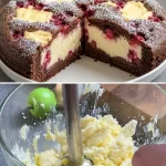 Romige chocoladetaart met verse frambozen op een elegante serveerschaal