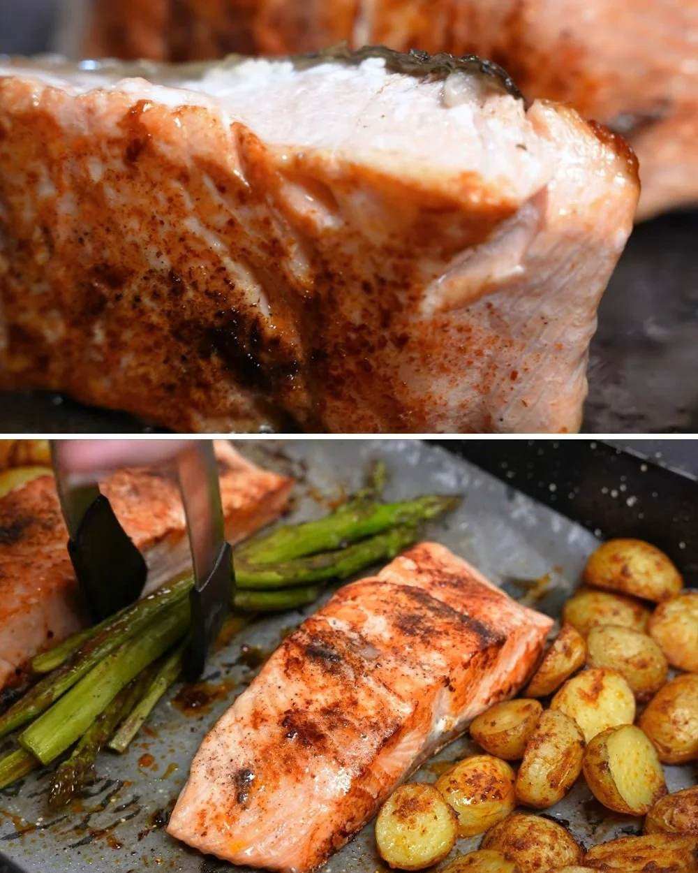 Romige zalm met asperges op een mooi opgemaakt bord