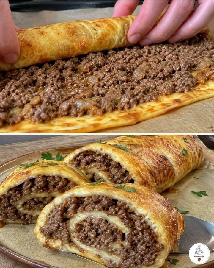 Sappige gehaktvulling onder gesmolten kaas in een gerecht