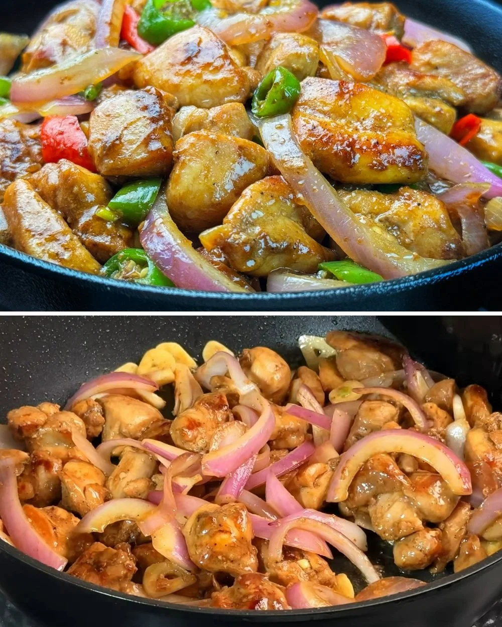 Sappige Pan-Gebakken Ui Kip bereid met verse ingrediënten.