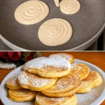 Lichte en luchtige soffici pancakes op een bord met vers fruit.