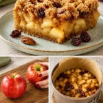 Torta crumble met appels en walnoten, een smakelijk dessert.