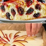 Yoghurttaart met appel-kersen en romige kwark, een smakelijk dessert.