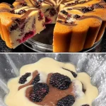 Zebra-taart met bosbessen en walnoten, een smakelijk dessert