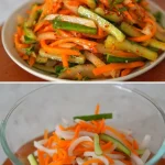 Frisse salade met komkommer, wortel en radijs op een mooi bord