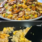 Gebakken rijst met champignons, een eenvoudig en smakelijk recept